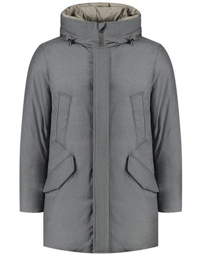 Woolrich Drawstring Hooded Down Parka - Gray
