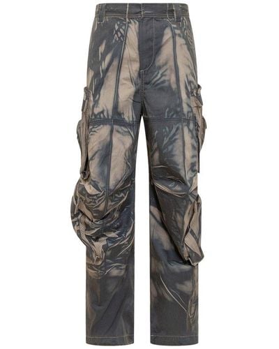 DIESEL Cargo Pants With Irregular Two-tone Effect - Gray