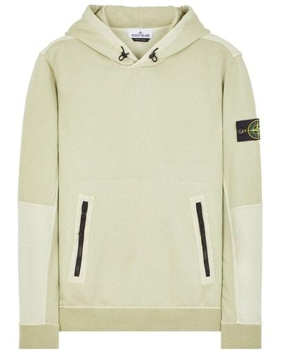 Stone Island Logo Patch Sleeved Hoodie - Natural