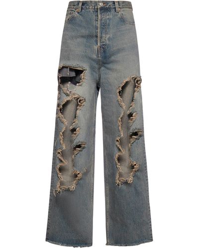 Balenciaga Destroyed baggy Trousers - Blue