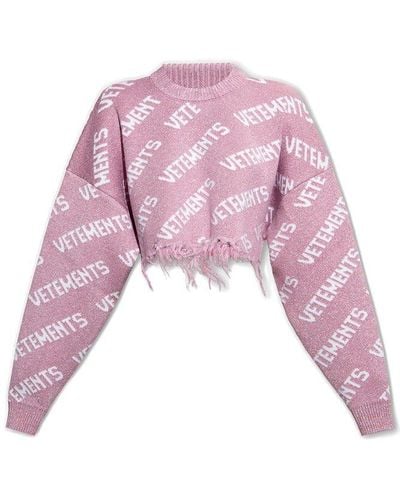 Vetements All-over Logo Cropped Sweatshirt - Pink