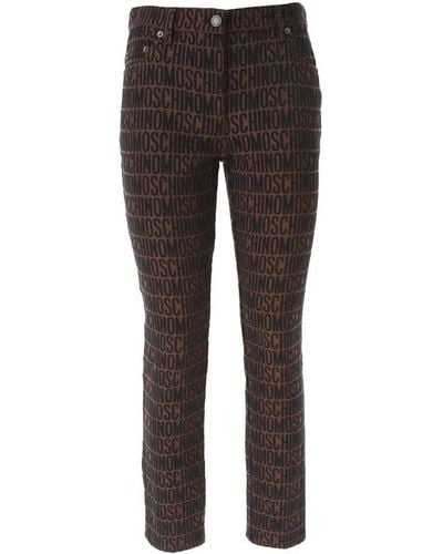 Moschino Logo-jacquard Tapered-leg Mid-rise Jeans - Brown