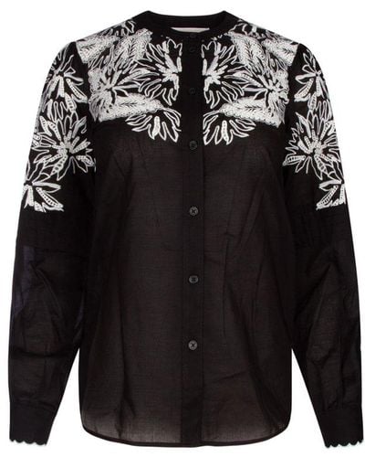 MICHAEL Michael Kors Floral Embroidered Buttoned Cardigan - Black