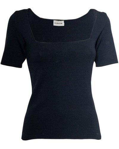 P.A.R.O.S.H. Short-sleeved Square Neck Top - Blue
