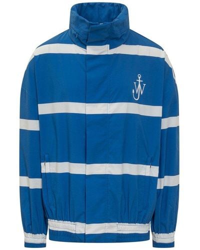JW Anderson Logo Print Striped Jacket - Blue