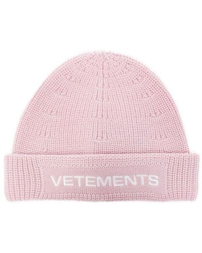 Vetements Pink Beanie With Logo