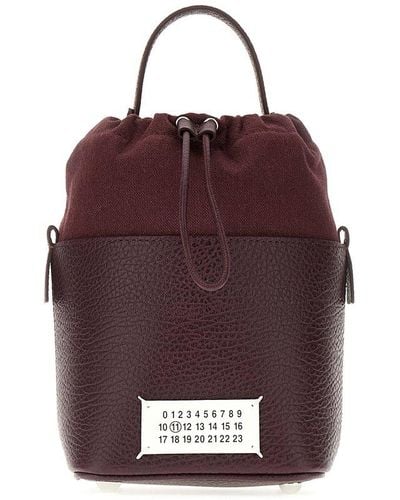 Maison Margiela Numbers Patch Drawstring Bucket Bag - Red