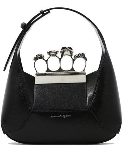 Alexander McQueen The Jeweled Hobo Mini Bag - Black
