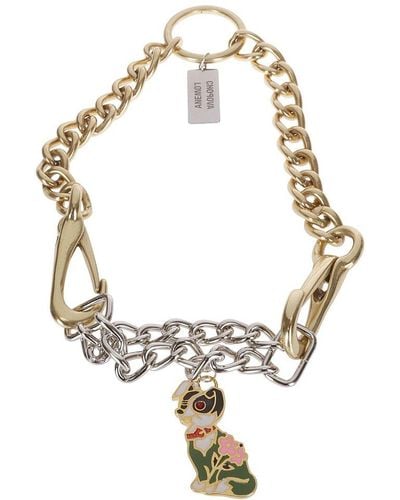 Chopova Lowena Dog Double Chain Necklace - Metallic