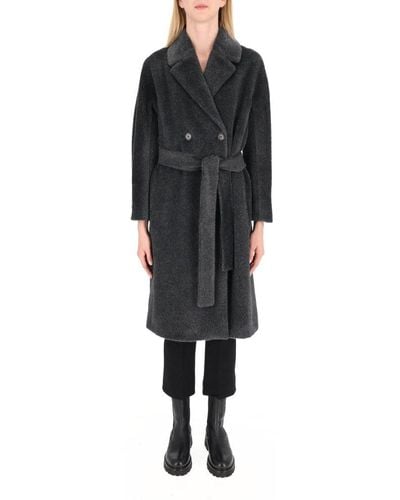 Max Mara Double-breasted Belted Coat - Black