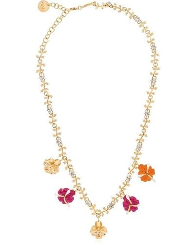 Marni Flower Charm Embellished Chain Necklace - Multicolor