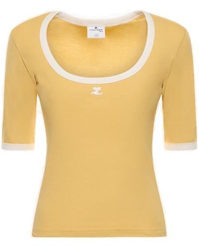 Courreges Holistic Contrast Straight Hem T-shirt - Yellow