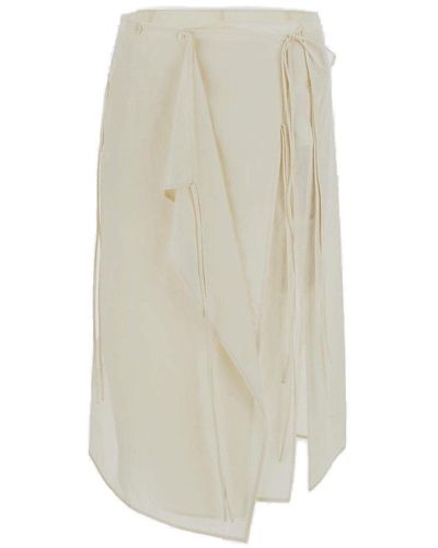 Lemaire Layered Wrap Self-tied Midi Skirt - White