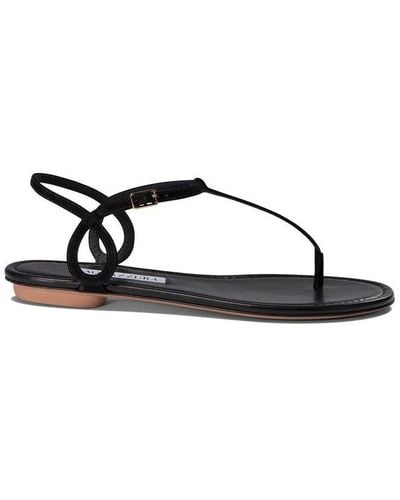 Aquazzura Buckle Detailed Open Toe Sandals - Black