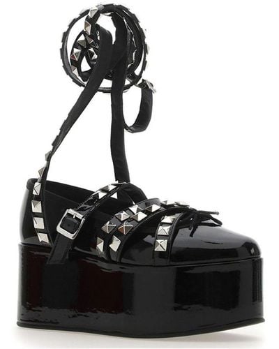 Noir Kei Ninomiya Stud Embellished Wraparound Loafers - Black