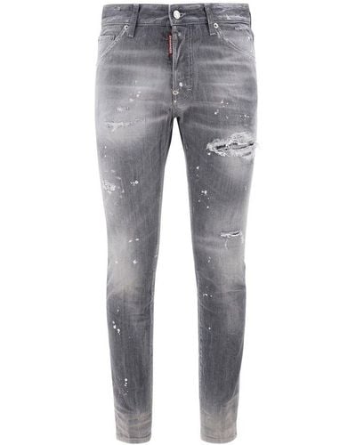 DSquared² Distressed Mid-rise Jeans - Grey