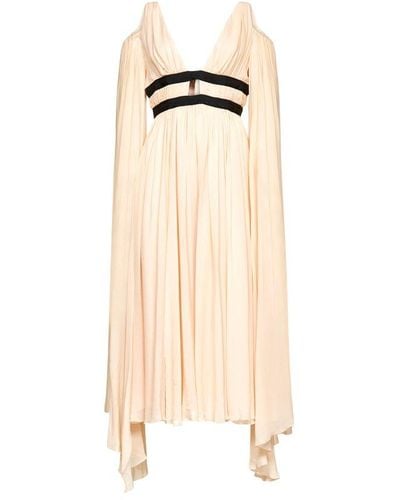 Pinko Cold-shoulder Pleat-effect Gown - Natural