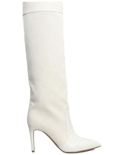 Paris Texas Embossed Stiletto Boots - White