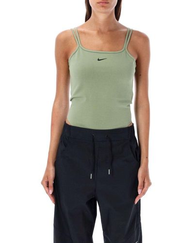 Nike Logo-embroidered Square-neck Stretched Bodysuit - Green