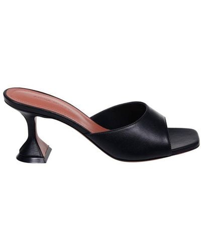 AMINA MUADDI Square Toe Heeled Sandals - Black