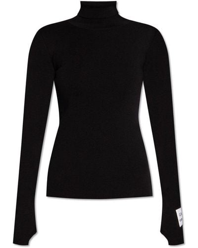 Moschino Form-fitting Turtleneck Top, - Black