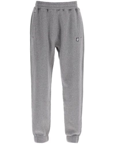 Maison Kitsuné Elasticated-waistband Logo Patch Track Pants - Grey