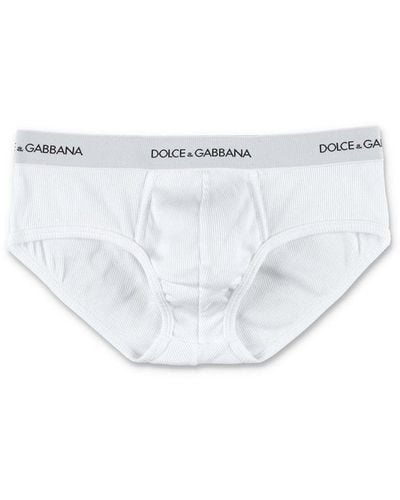 Dolce & Gabbana Brando Briefs In Ribbed Cotton - White