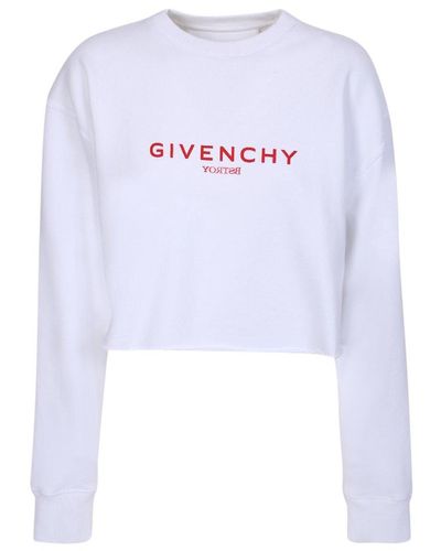 Givenchy Logo Printed Cropped Sweatshirt - White