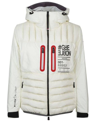 3 MONCLER GRENOBLE Three-striped Puffer Hooded Jacket - White
