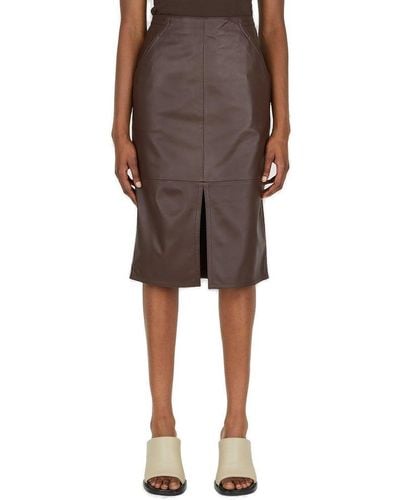 Max Mara Corsica Leather Skirt - Brown