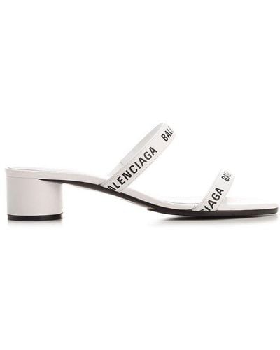 Balenciaga Logo Strap Open-toe Sandals - White