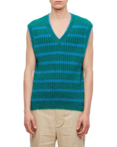 Jacquemus Neve Fluffy Striped Pullover Vest - Green