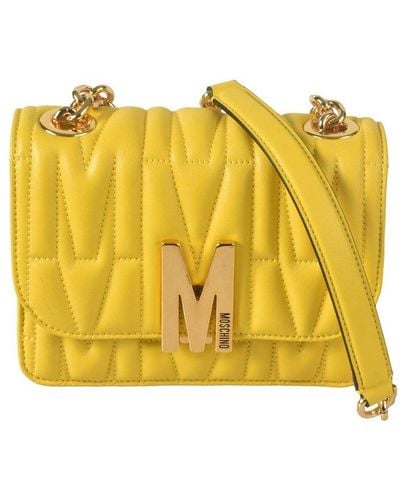 Moschino Logo Plaque Shoulder Bag - Yellow