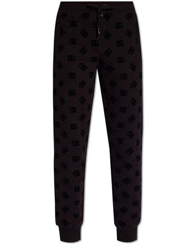 Dolce & Gabbana Sweatpants With Monogram, - Black