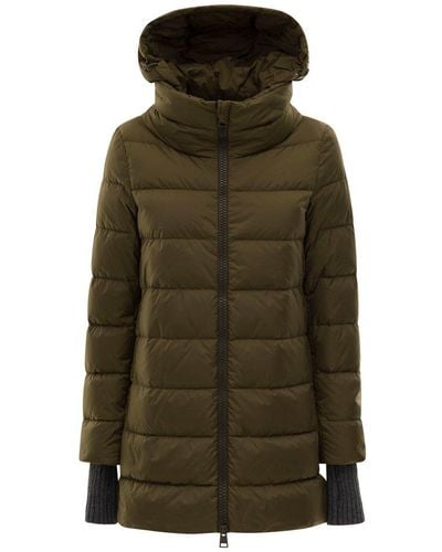 Herno Ribbed Cuffs Mid Quilted Jacket - Green