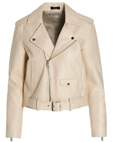 Theory Casual Moto Belted Jacket - Natural