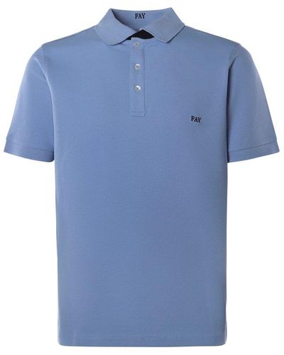 Fay Logo Detailed Short-sleeved Polo Shirt - Blue