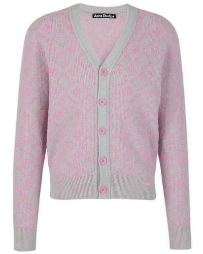 Acne Studios V-neck Knitted Cardigan - Pink