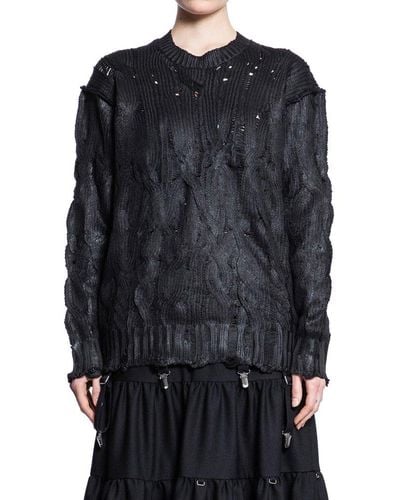 Junya Watanabe Cable-knit Distressed Jumper - Black