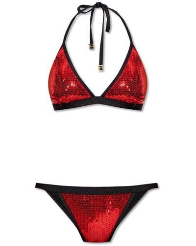 Balmain Sequinned Two-piece Swimsuit - Red