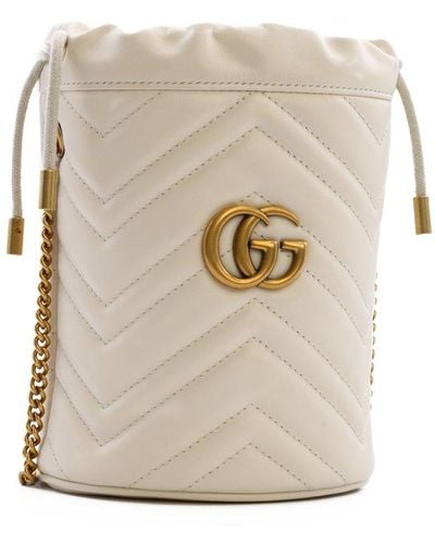 Gucci GG Marmont Mini Quilted Bucket Bag - White
