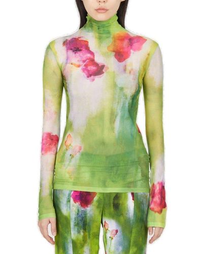 Acne Studios Floral Print Long-sleeve Top - Green