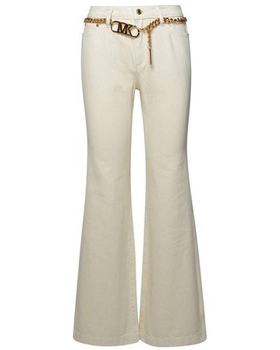 Michael Kors Chain Belted Wide-leg Jeans - Natural