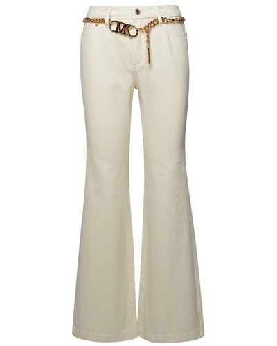 MICHAEL Michael Kors Chain Belted Wide-leg Jeans - Natural