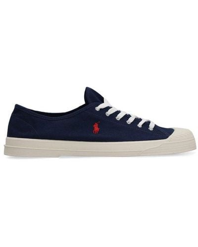 Polo Ralph Lauren Logo Embroidered Lace-up Trainers - Blue