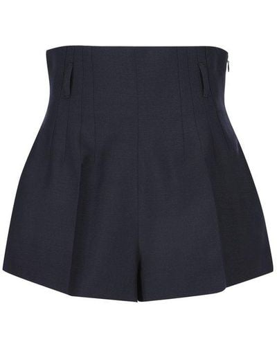 Prada High-waist Flared Shorts - Blue
