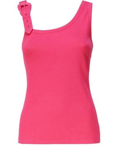 Versace Buckle-embellished Ribbed Tank Top - Pink