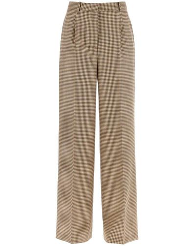 MSGM Checked Wide-leg Trousers - Natural