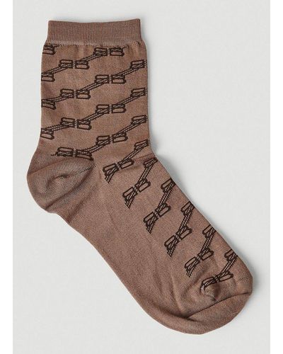 Balenciaga Bb Monogram Ankle Socks - Brown