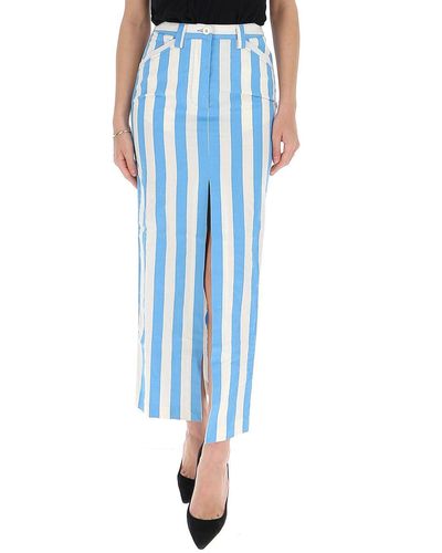 Sunnei Striped Maxi Denim Skirt - Blue